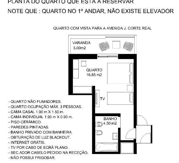 스탠다드 트리플 발코니 룸, Residencial Tropicália Al