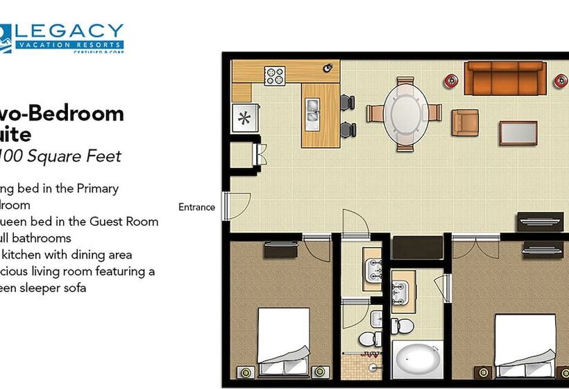 Люкс 2 Спальни, Legacy Vacation Resorts Kissimmee & Orlando   Near Disney