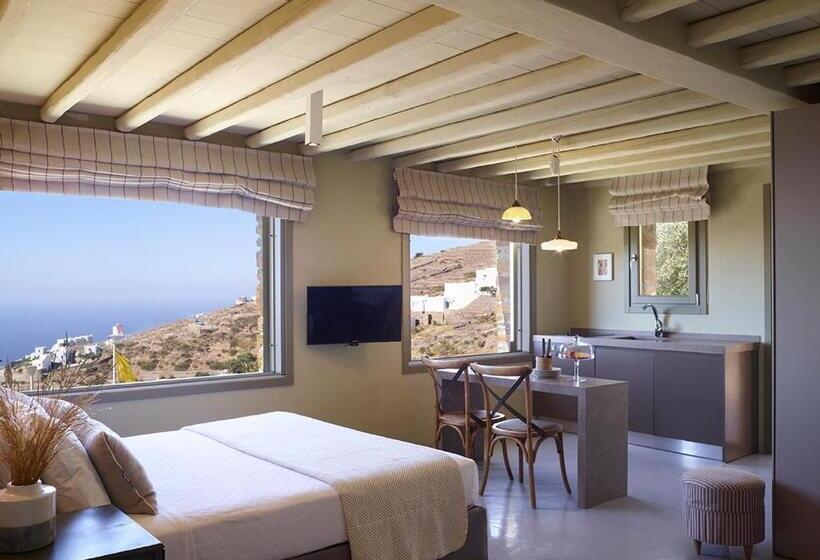 带按摩浴缸和海景的套房, Aeolis Tinos Suites