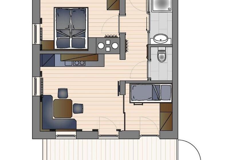 آپارتمان 1 خوابه با بالکن, Das Grünholz Apart