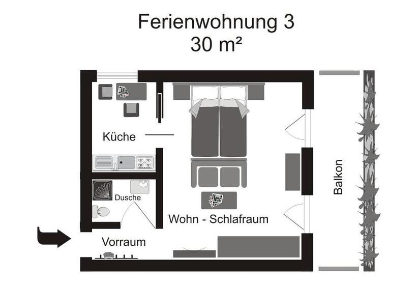 استودیو استاندارد با بالکن, Landhaus Krenn