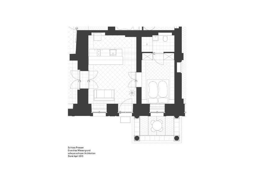 Апартаменты 1 Спальня с Террасой, Schloss Prossen