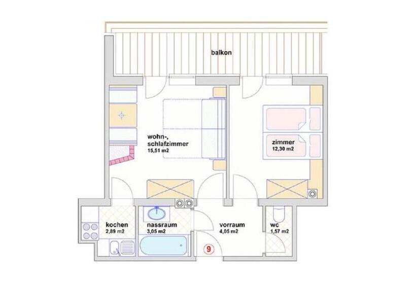 １ベッドルームのデラックスアパートメント, Apparthotel Landhaus Veronika