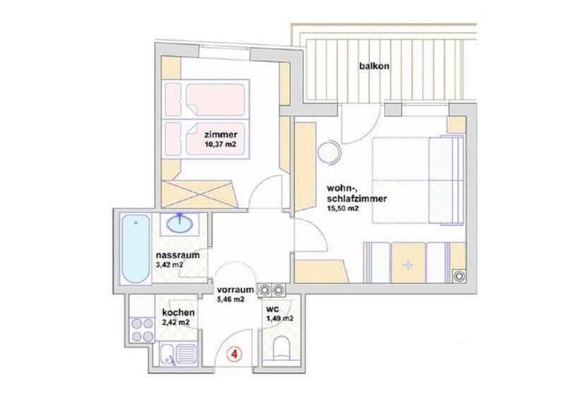 １ベッドルームのデラックスアパートメント, Apparthotel Landhaus Veronika