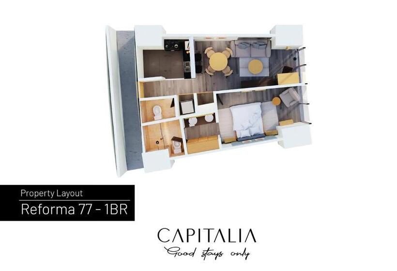 １ベッドルームアパートメント, Capitalia   Apartments   Reforma Centro