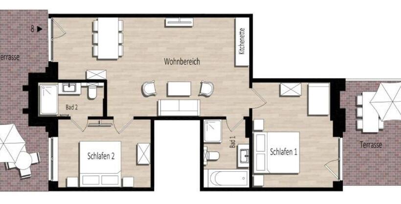 Апартаменты 2 Спальни, Friesischer Hof